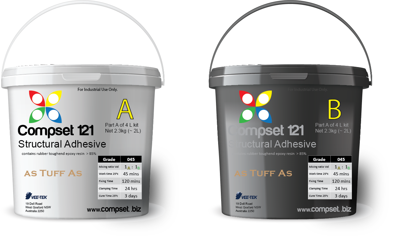Buckets of structural epoxy adhesive