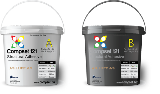 Buckets of structural epoxy adhesive